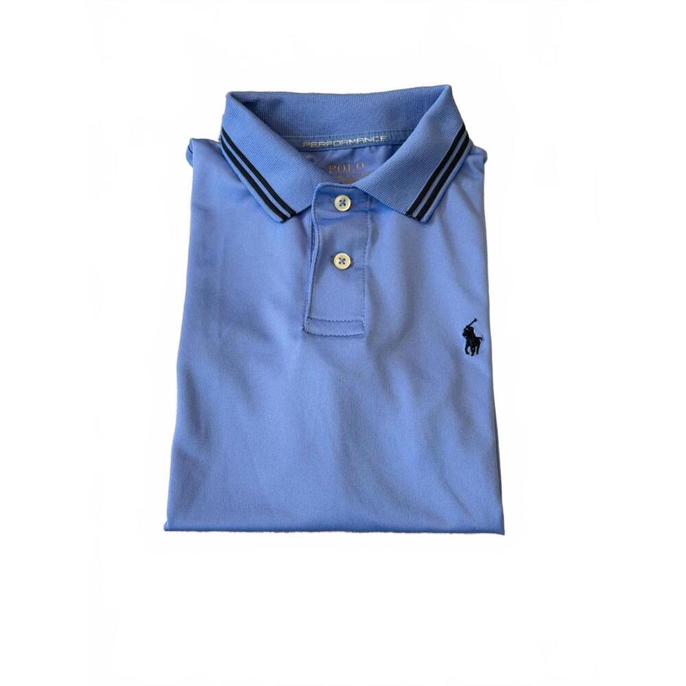 Polo Ralph‎ Lauren Performance Shirt Boys Size Medium Blue Tipped Polo Pony Logo